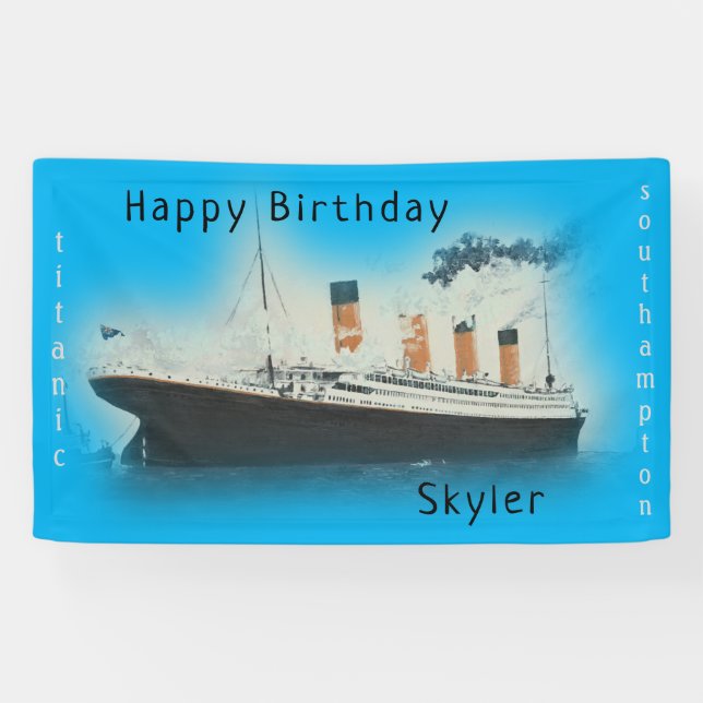 Banderoles Joyeux anniversaire Titanic Nom du navire Océan Bl (Horizontal)