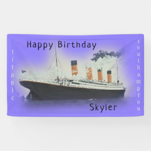 Banderoles Joyeux Anniversaire Titanic Nom du navire Purple T