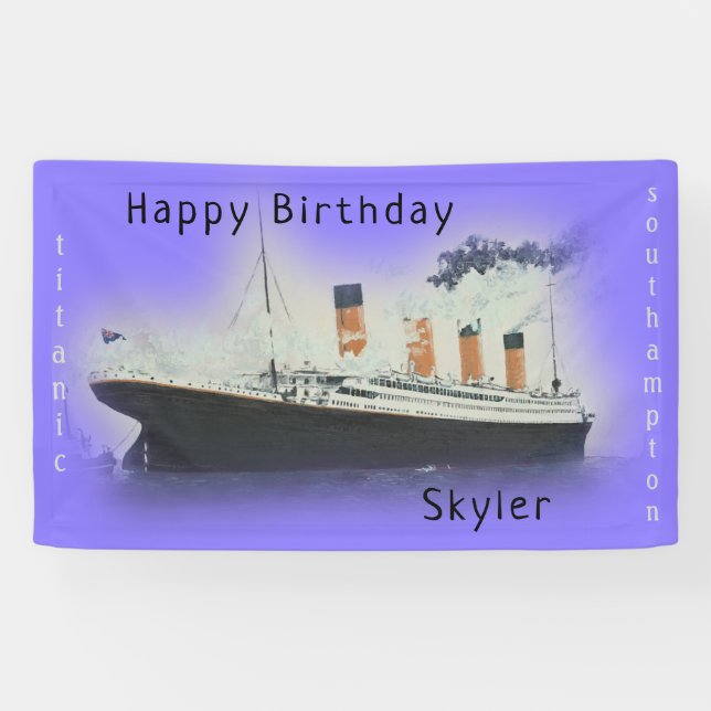 Banderoles Joyeux Anniversaire Titanic Nom du navire Purple T (Horizontal)