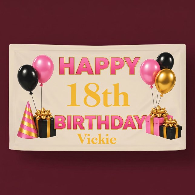 Banderoles Joyeux Anniversaire Tout Âge Beige (Créateur téléchargé)