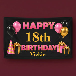 Banderoles Joyeux Anniversaire Tout Âge Noir