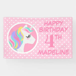 Banderoles Joyeux anniversaire   Unicorn Pastel Pois