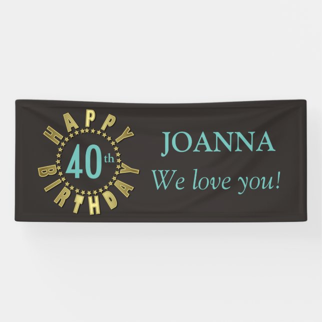 Banderoles Joyeux Birthday Circle of Stars Gold GHBX (Horizontal)