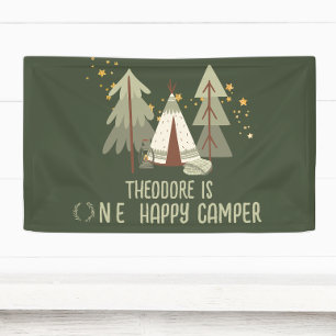 Banderoles Joyeux Camper Green Woodland Premier anniversaire