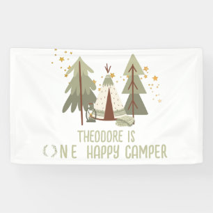 Banderoles Joyeux Camper Woodland Premier anniversaire