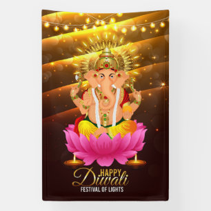 Banderoles Joyeux Diwali Festival des lumières avec Ganesh