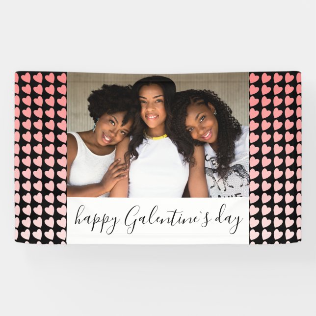 Banderoles Joyeux Galentine`s Day Pink Heart Photo Friend (Horizontal)