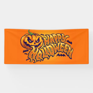 Banderoles Joyeux Halloween avec le drapeau de Jack-o'-lanter