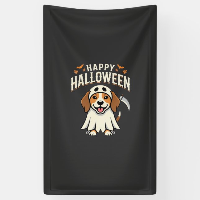 Banderoles Joyeux Halloween Beagle Chien Design_1 (Vertical)