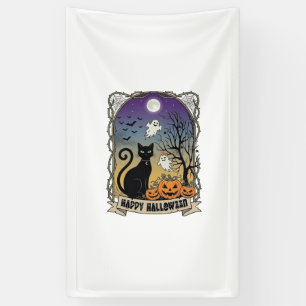 Banderoles Joyeux Halloween Chat Noir Fantômes Citrouilles_1