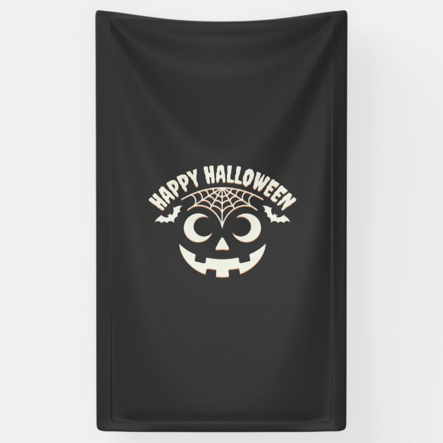 Banderoles Joyeux Halloween Citrouille Visage Design_1 (Vertical)