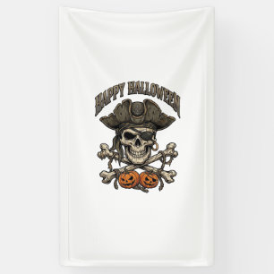 Banderoles Joyeux Halloween Crâne de Pirate Os Croisés Citrou