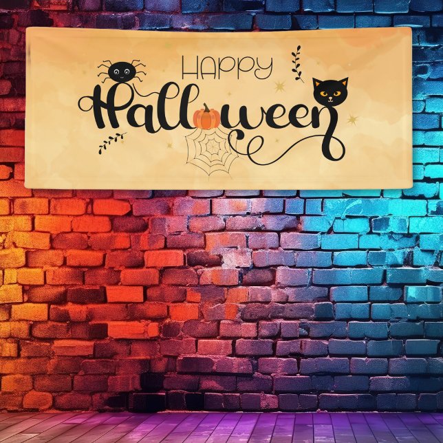 Banderoles Joyeux Halloween Typographie Orange Party (Créateur téléchargé)