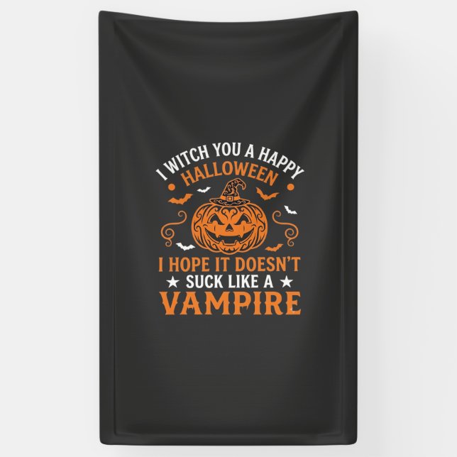 Banderoles Joyeux Halloween Vampire Citrouille Sorcière Chape (Vertical)