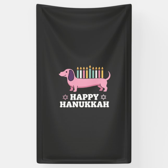 Banderoles Joyeux Hanukkah chien teckel (Vertical)