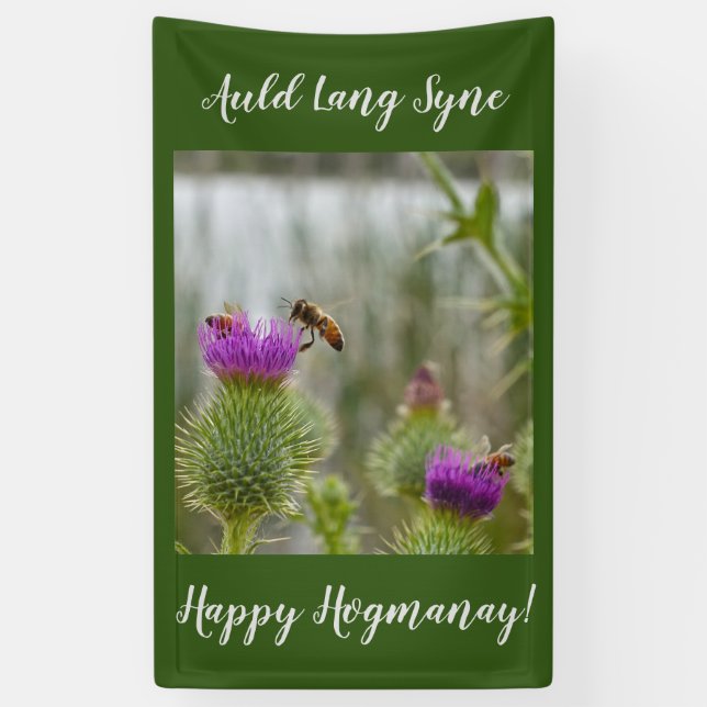 Banderoles Joyeux Hogmanay Auld Lang Syne Chardon (Vertical)