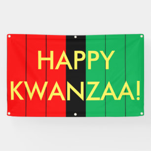 Banderoles Joyeux Kwanzaa Rouge noir Motif de rayures vertes