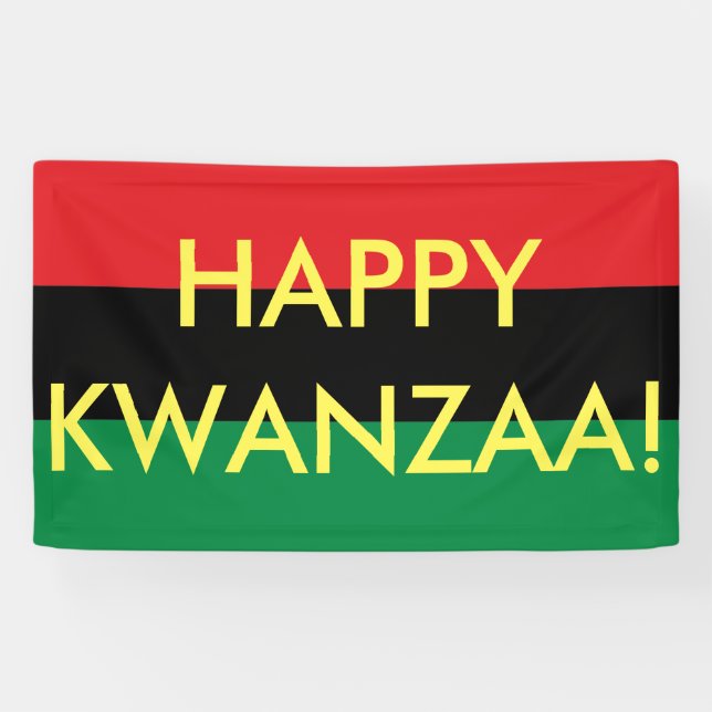 Banderoles Joyeux Kwanzaa Rouge Noir Vert RBG UNIA Drapeau (Horizontal)