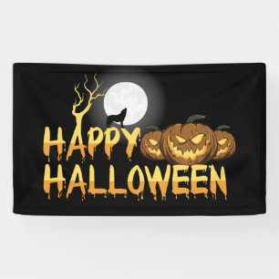 Banderoles Joyeux loup d'Halloween et Jack-O-Lanterns