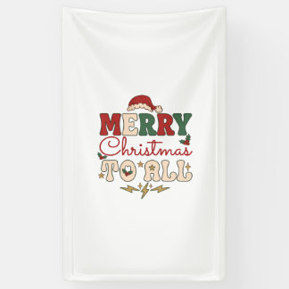 Banderoles Joyeux Noël à tous Chapeau de Père Noël Étoiles de