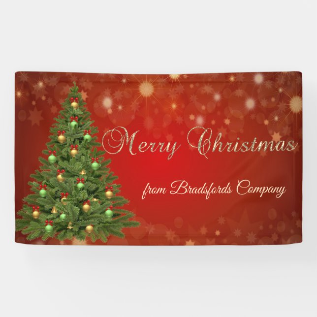 Banderoles Joyeux Noël, Arbre de Noël rouge (Horizontal)