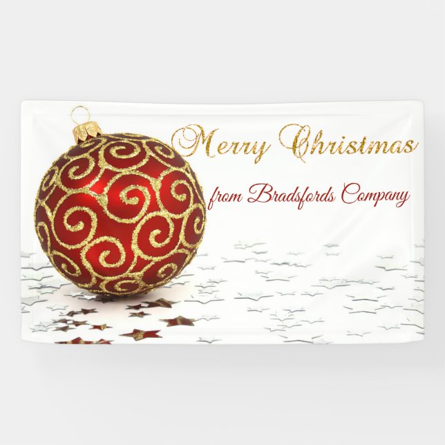 Banderoles Joyeux Noël,Balle Rouge, Étoiles (Horizontal)