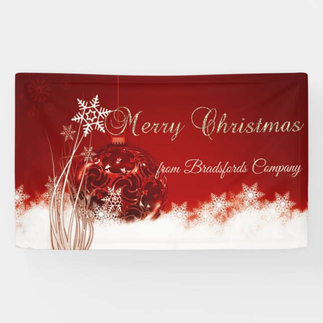Banderoles Joyeux Noël, Boule de Noël rouge (Horizontal)