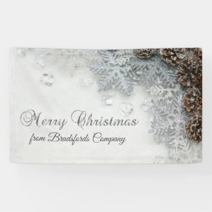 Banderoles Joyeux Noël,Cônes de pin, Flocons de neige