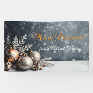 Banderoles Joyeux Noël,Flocons,Balles,Gris