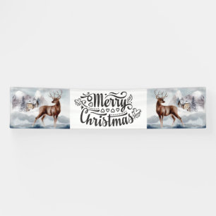 Banderoles Joyeux Noël neige cabine bois stache aquarelle