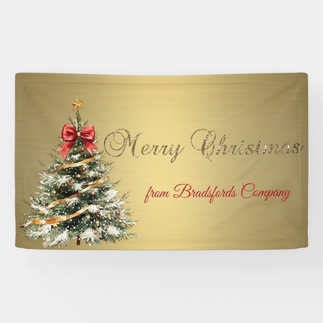 Banderoles Joyeux Noël,Sapin de Noël,Or (Horizontal)