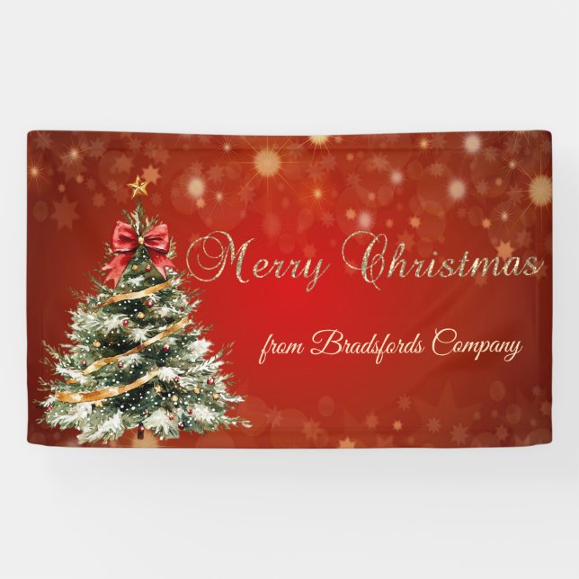 Banderoles Joyeux Noël,Sapin de Noël,Rouge  (Horizontal)