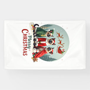Banderoles Joyeux Noël Trois Santa Elf Renne Siamois C