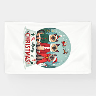 Banderoles Joyeux Noël Trois Santa Elfe Renne Siamois C