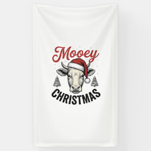 Banderoles Joyeux Noël Vache Chapeau de Père Noël Gravure Vin