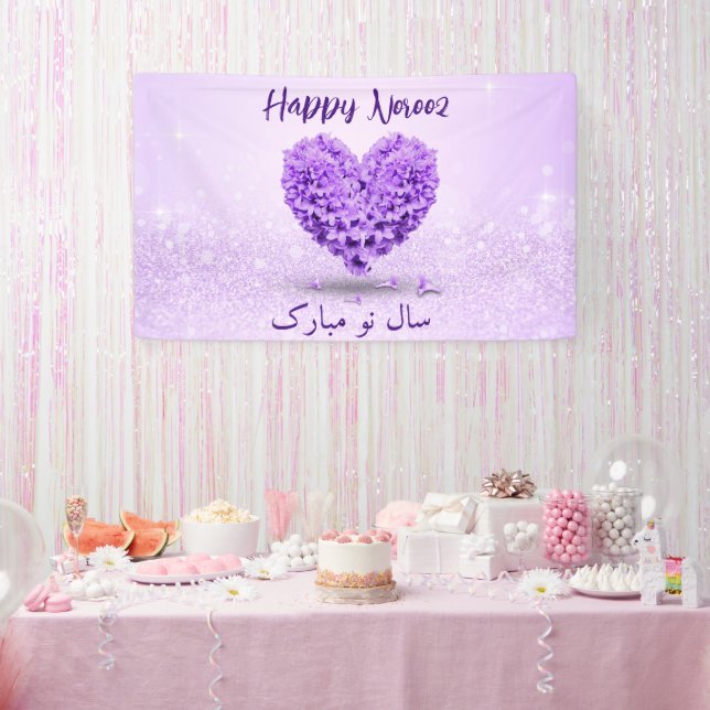 Banderoles Joyeux Norooz Purple Hyacinth Lovely Heart Bouquet (Fête)