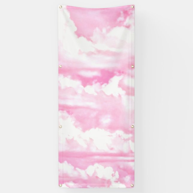 Banderoles Joyeux nuages rose (Vertical)