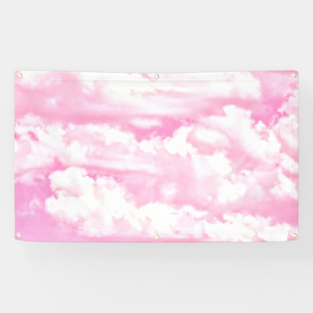 Banderoles Joyeux nuages rose (Horizontal)