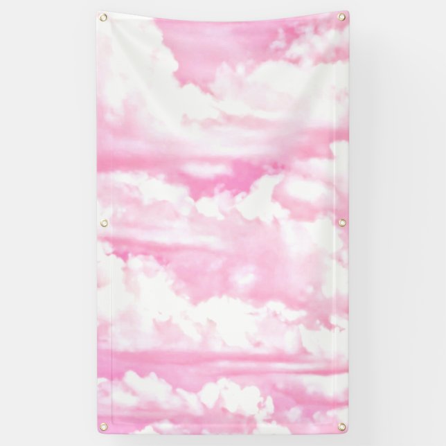 Banderoles Joyeux nuages rose (Vertical)