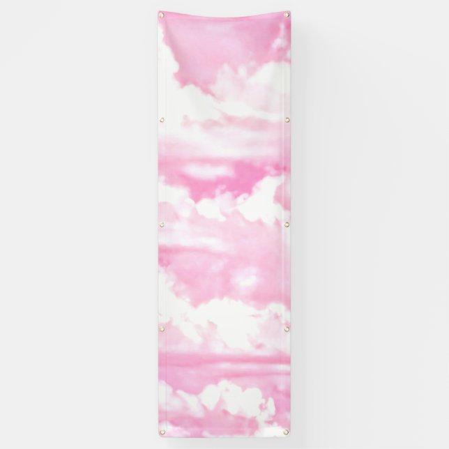 Banderoles Joyeux nuages rose (Vertical)