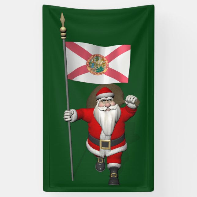 Banderoles Joyeux Père Noël Avec Drapeau De Floride (Vertical)