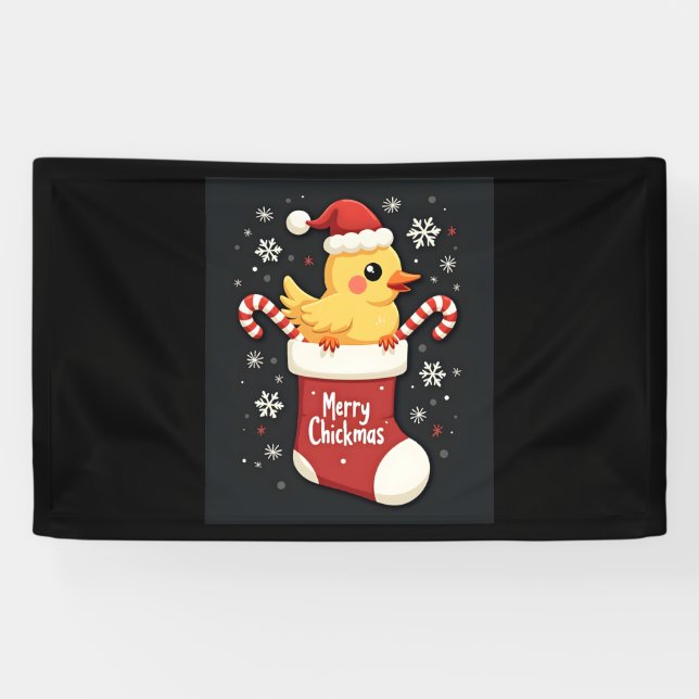Banderoles Joyeux poulet de Noël (Horizontal)
