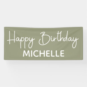 Banderoles Joyeux Sage d'Anniversaire Vert Blanc Whimsical Sc