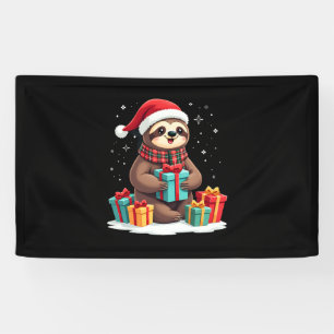 Banderoles Joyeux Slothmas mignon sloth de Noël chapeau de Pè