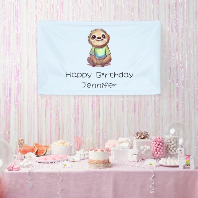 Banderoles Joyeux sourire Sloth assis détente Anniversaire (Fête)