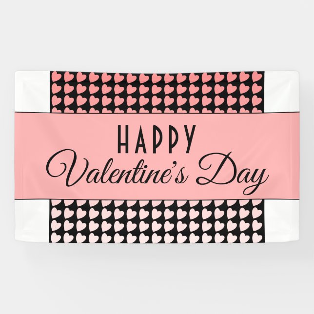 Banderoles Joyeux Valentin's Day Pink Heart Motif (Horizontal)