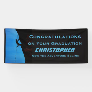 Banderoles JUMBO Retraite ou Graduation, Nom, Rock Climber