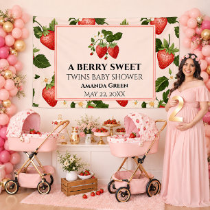 Banderoles Jumelles Berry Sweet Fête Prénatale de la Fraise
