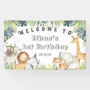 Banderoles Jungle animaux Safari 1er anniversaire Bienvenue f