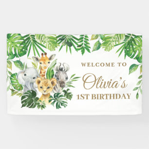 Banderoles Jungle Animaux Safari Verdure Anniversaire Context